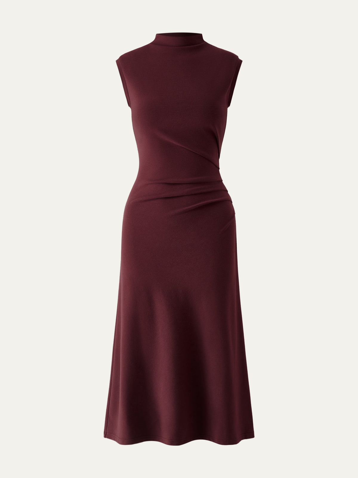 OGLmove Women's Mockneck Tucks Midi Dress