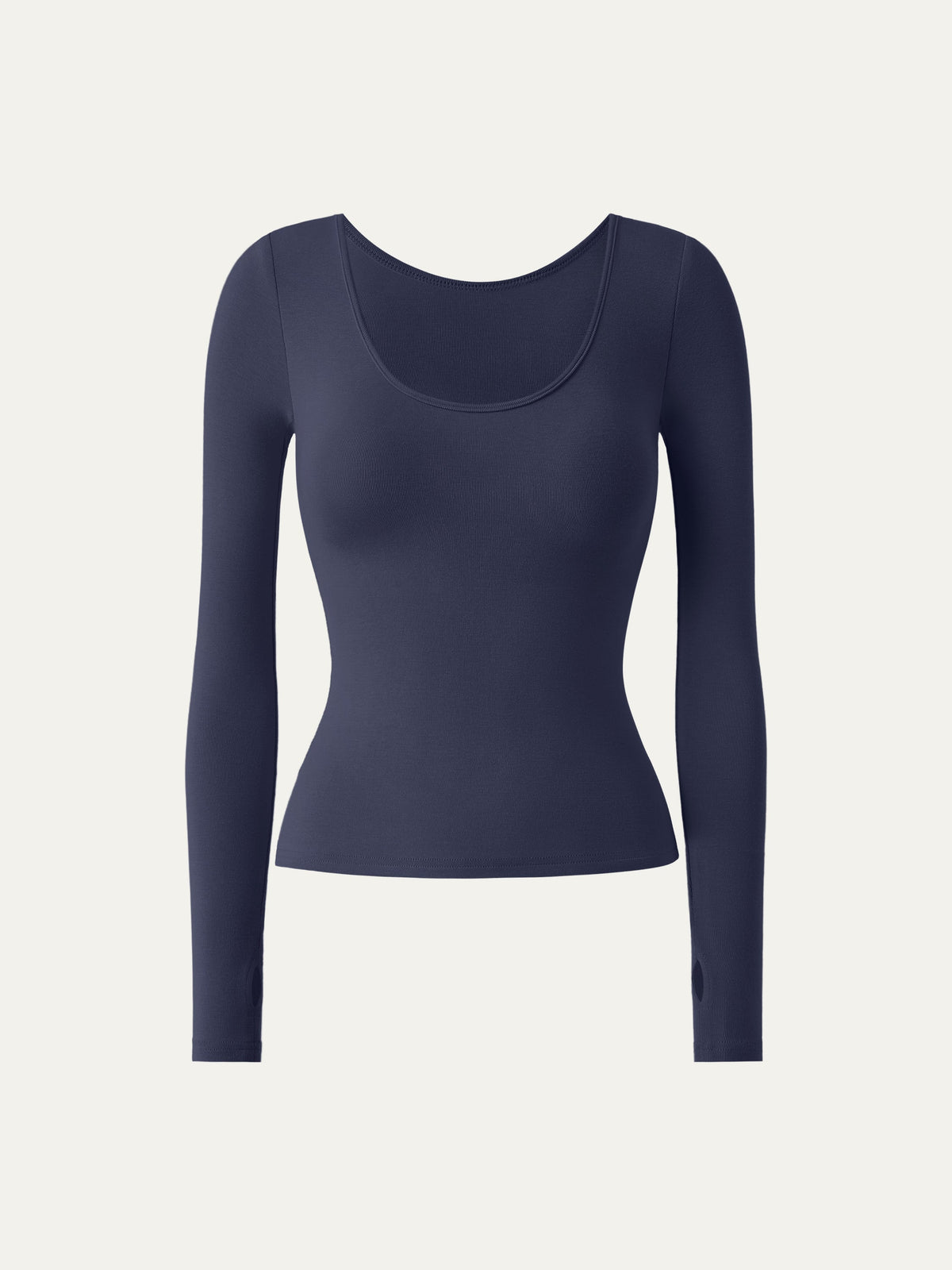 OGLmove Women's Lyocell-Wool Round Neck Long Sleeve Reversible Top
