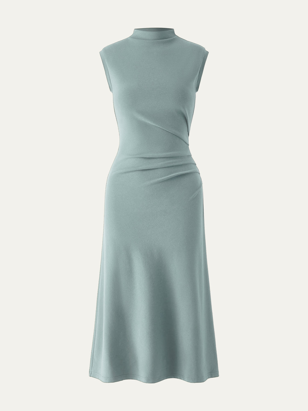 OGLmove Women's Mockneck Tucks Midi Dress