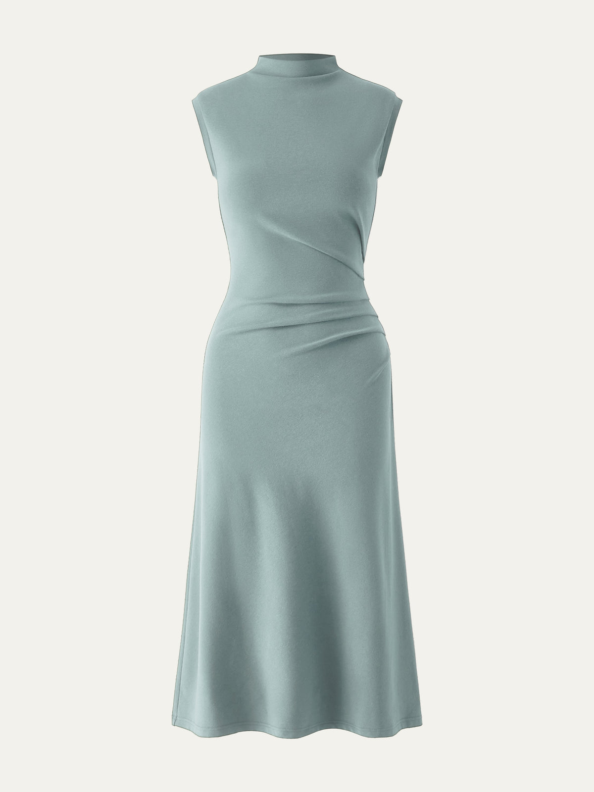 OGLmove Women's Mockneck Tucks Midi Dress