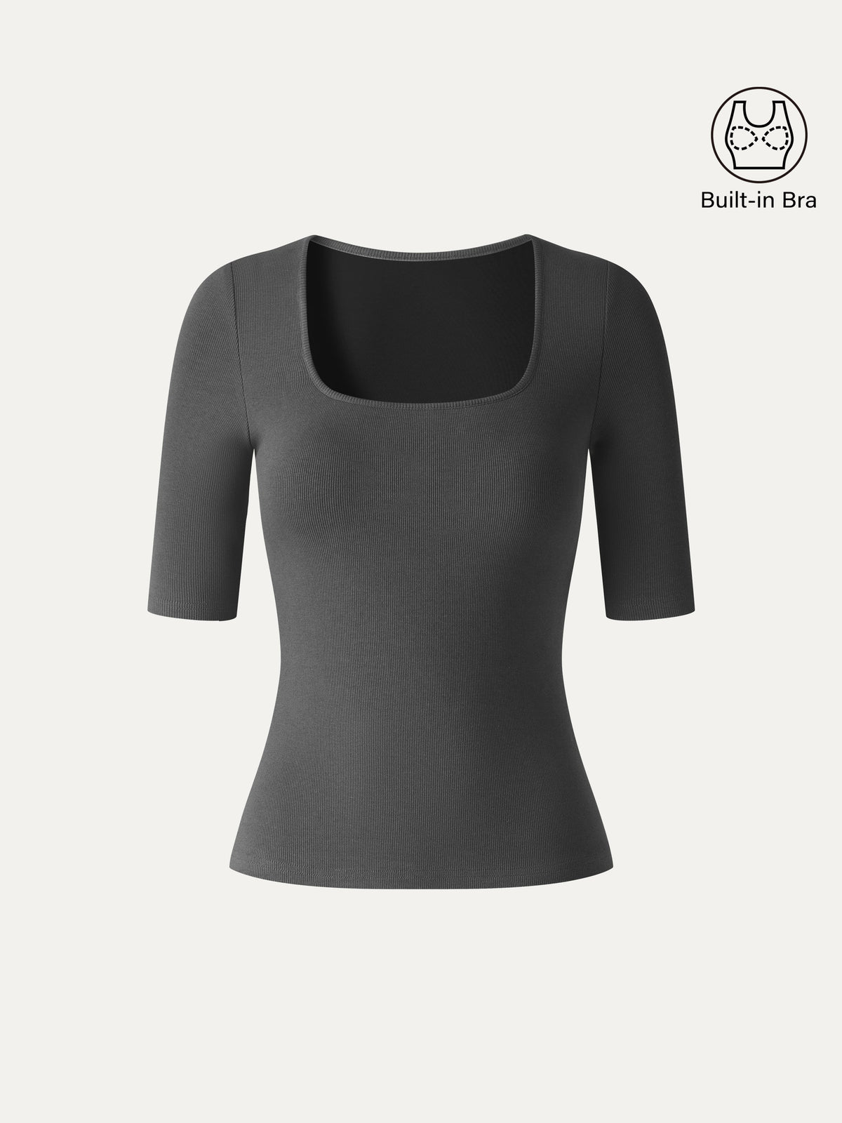 OGLmove Women's Eco-Mousse Square Neck Elbow Sleeve Bra Top
