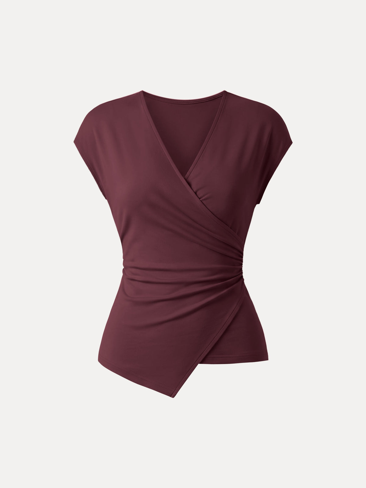 OGLmove Lyocell Wool Surplice Cap Sleeve Asymmetrical Top