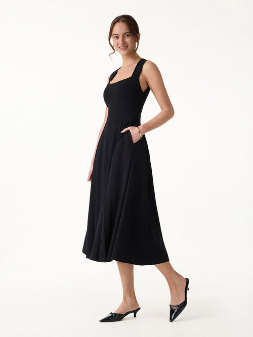 OGLmove Women's Anytime Little Black Bra Dress with Pockets