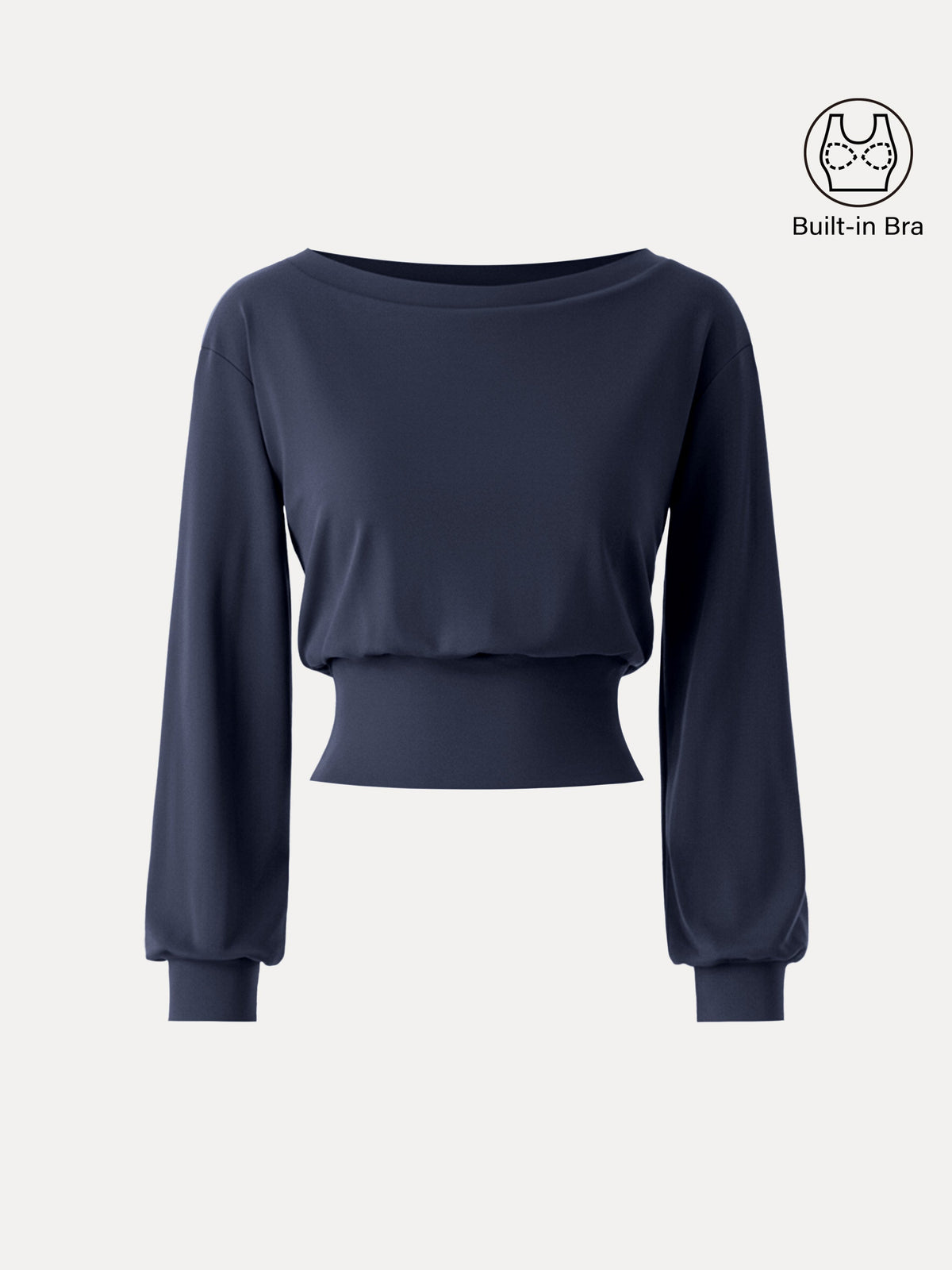 OGLmove Women's Lyocell-Wool Blend Boatneck Long Sleeve Bra Top