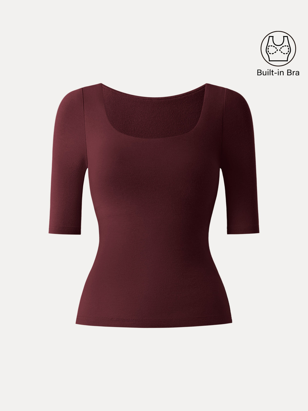 OGLmove Women's Eco-Mousse® Thermal Rib Elbow Sleeve Square Neck Bra Top