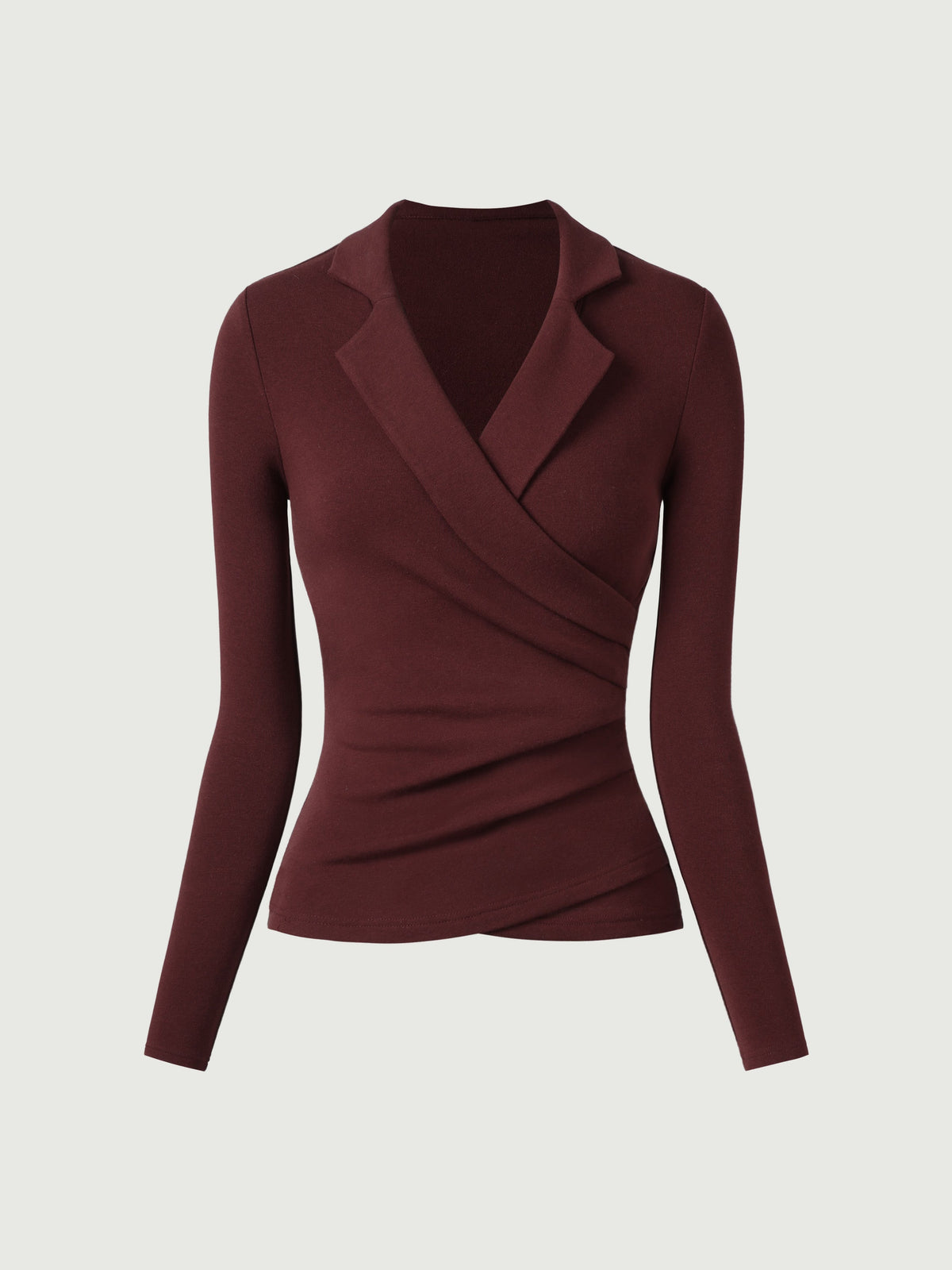 OGLmove Women's Collared Surplice Long Sleeve Top