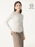 OGLmove Women's Light Warm Boatneck Ruched Bra Top