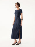 OGLmove Women's Cooling Wrinkle-Resistant Side Waist Tie Midi Dress with Slit