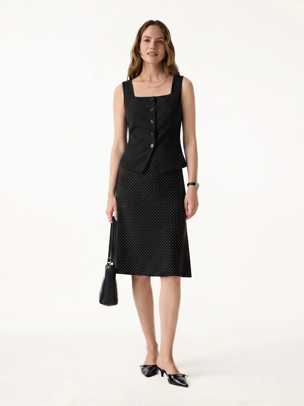 Stretch Cotton A-Line Flare Skirt