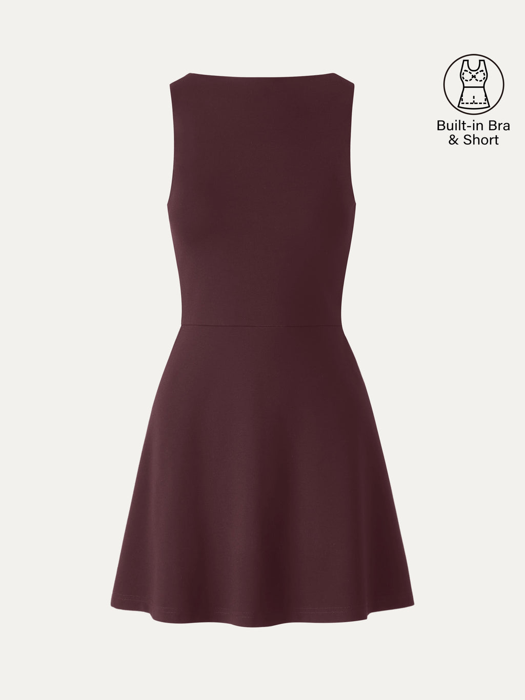 OGLmove Women's Classy Boatneck Fit-and-Flare Mini Bra Dress