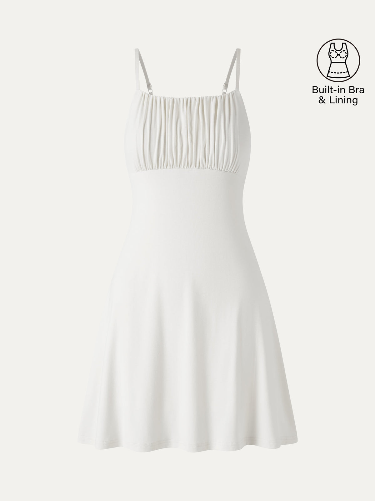 OGLmove Women's Matte Smooth Square Neck Ruched Spaghetti Mini Bra Dress