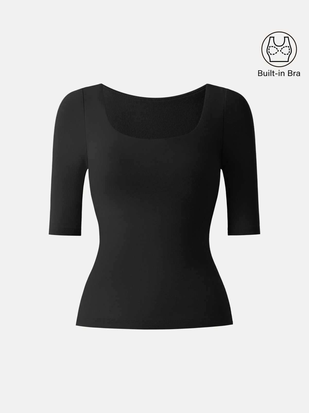OGLmove Women's Eco-Mousse® Thermal Rib Elbow Sleeve Square Neck Bra Top