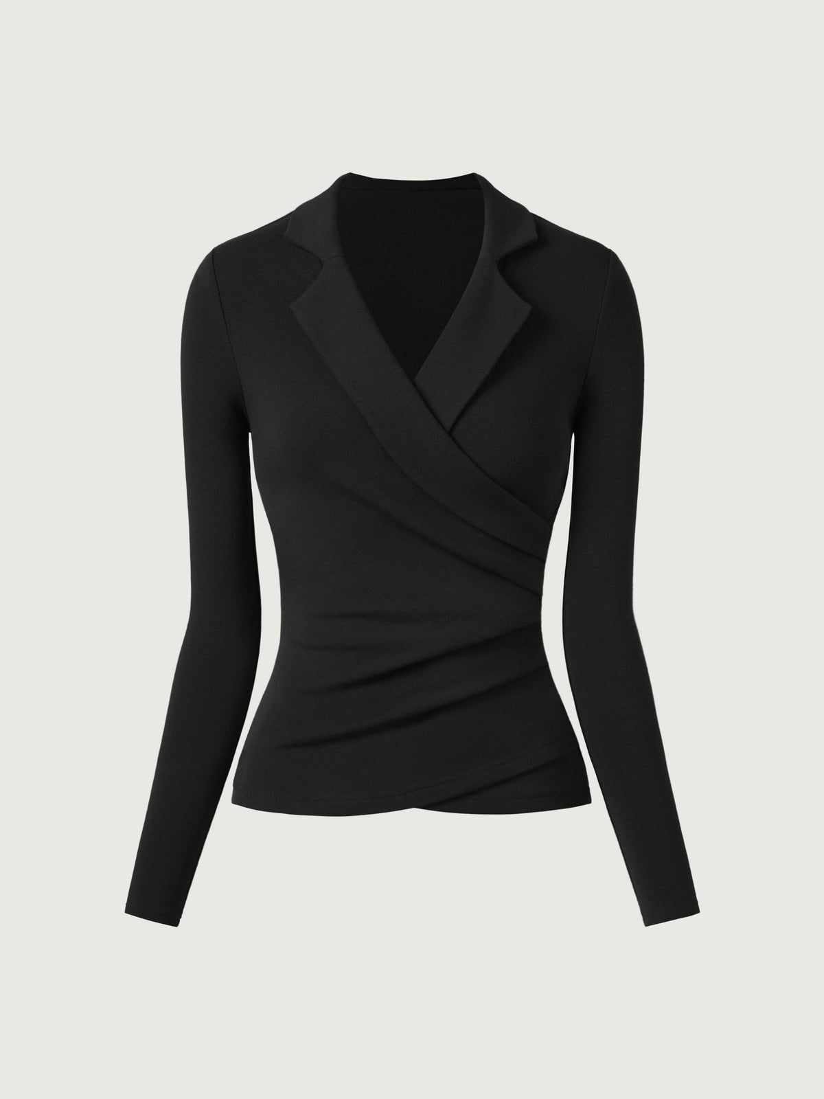 OGLmove Women's Collared Surplice Long Sleeve Top