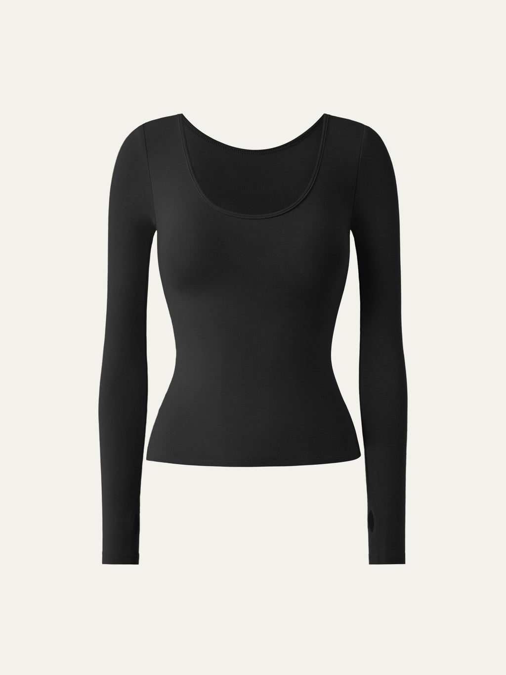 OGLmove Women's Lyocell-Wool Round Neck Long Sleeve Reversible Top