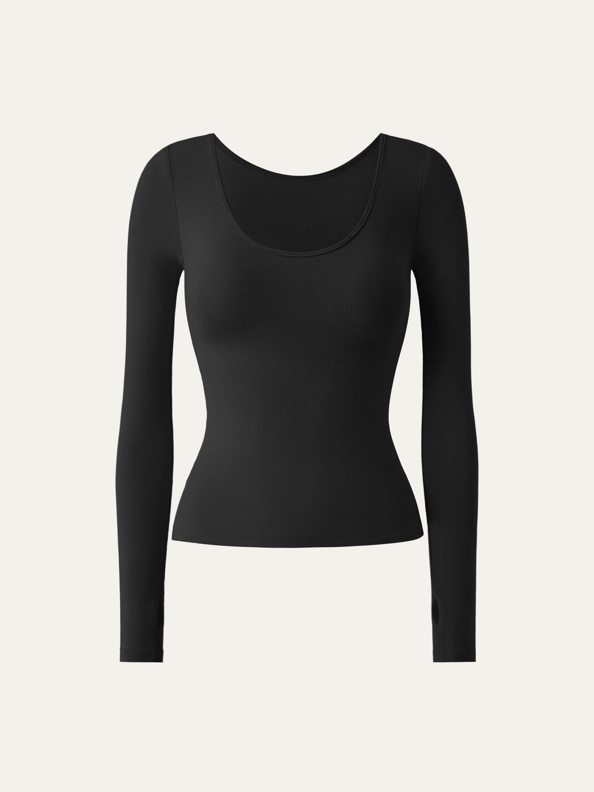 OGLmove Women's Lyocell-Wool Round Neck Long Sleeve Reversible Top