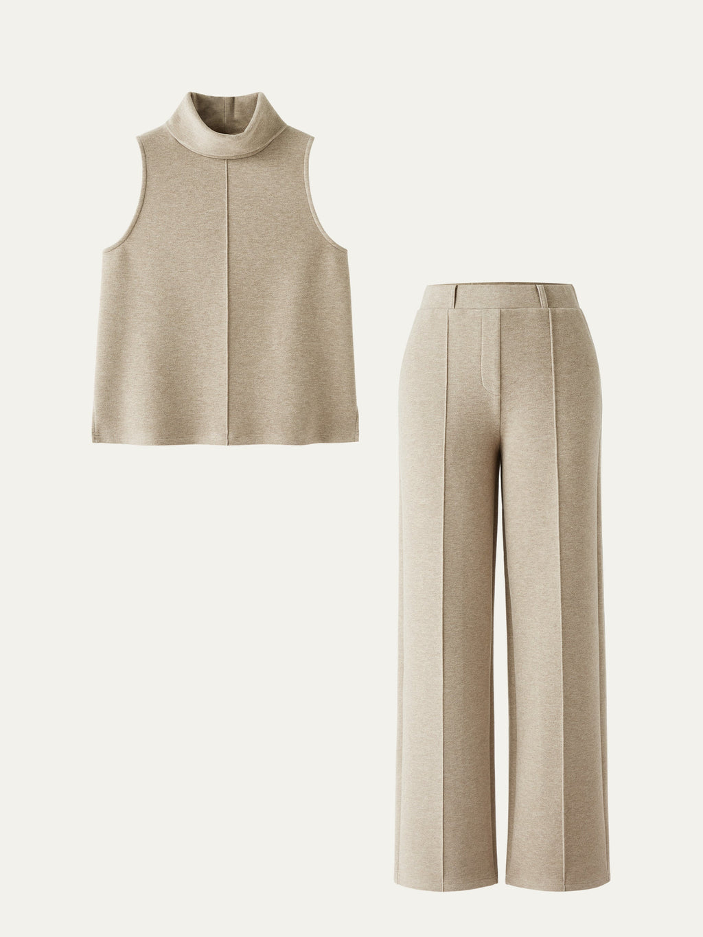 OGLmove Women's Regular Split Hem Top & High Waisted Straight Leg Pant Set