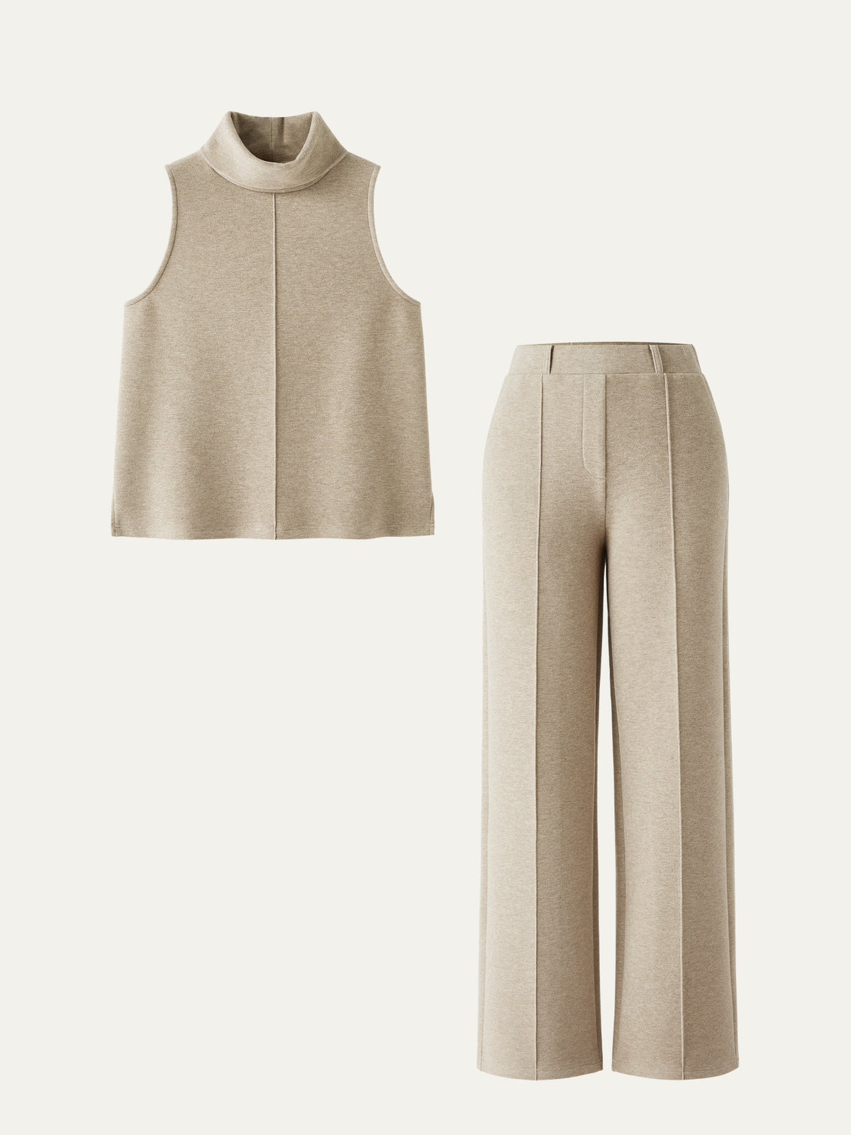 OGLmove Women's Regular Split Hem Top & High Waisted Straight Leg Pant Set