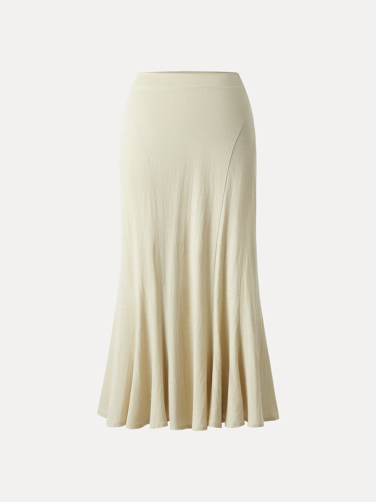 OGLmove Women's Wrinkle-Resistant Cotton-Linen Pull-On Midi Skirt