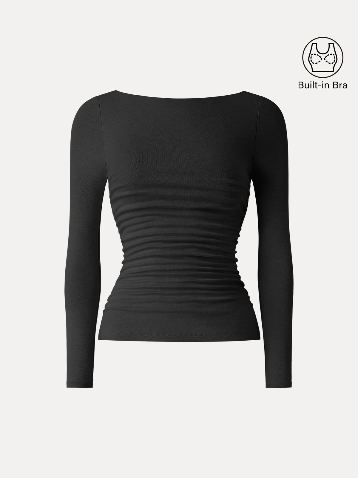 OGLmove Women's Light Warm Boatneck Ruched Bra Top