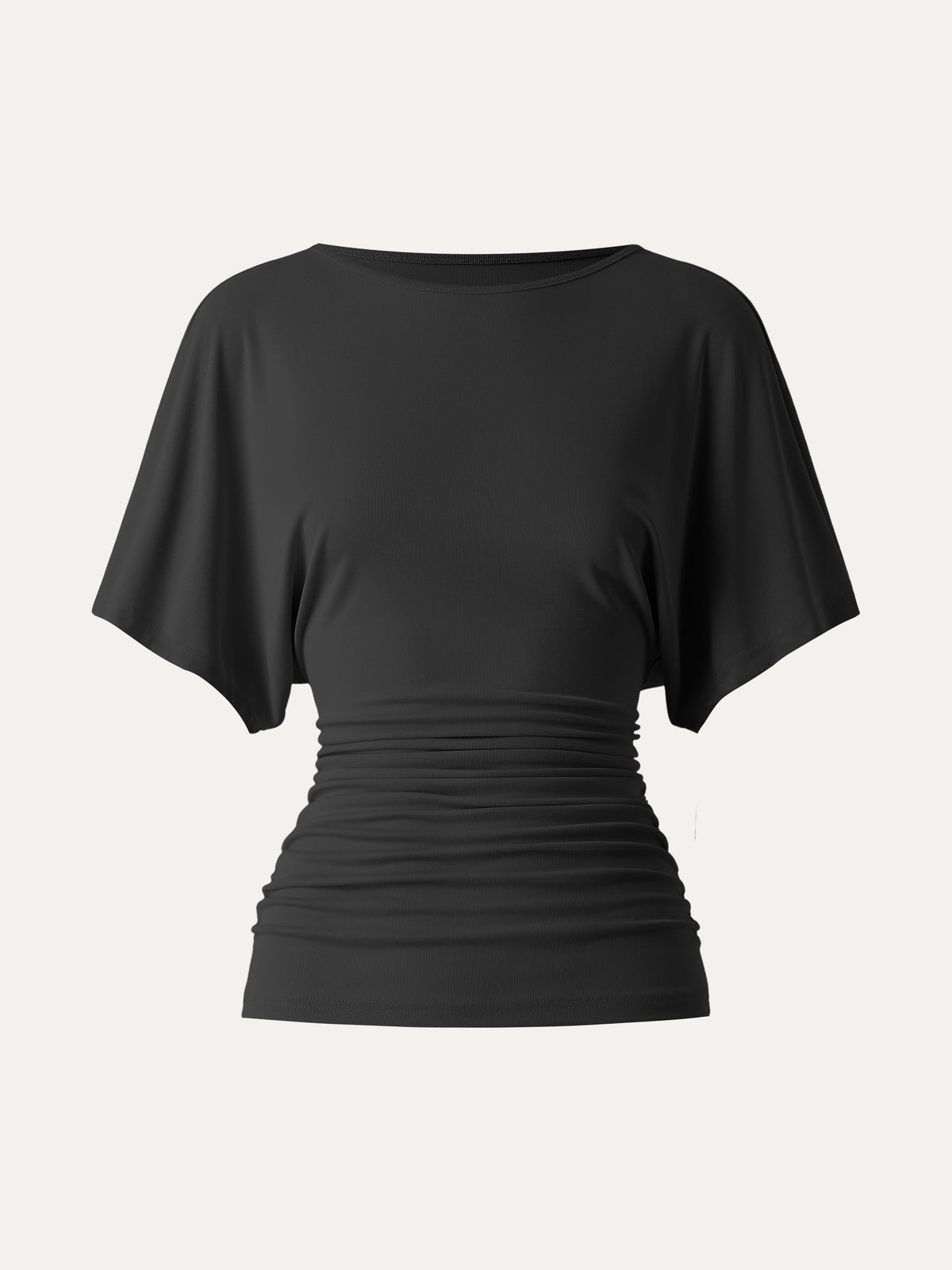 OGLmove Women's Effortless Boatneck Batwing Sleeve Side Ruched Top