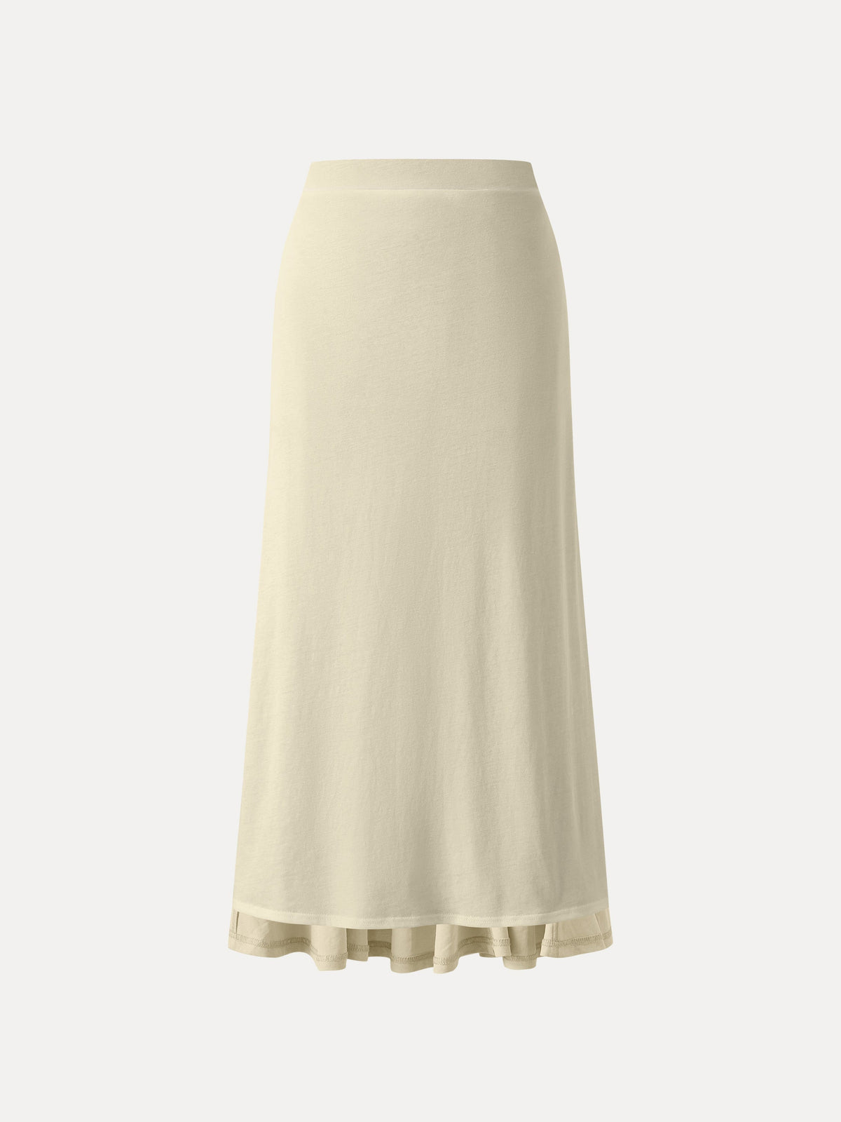 OGLmove Women's Wrinkle-Resistant Cotton-Linen Pull-On Midi Skirt