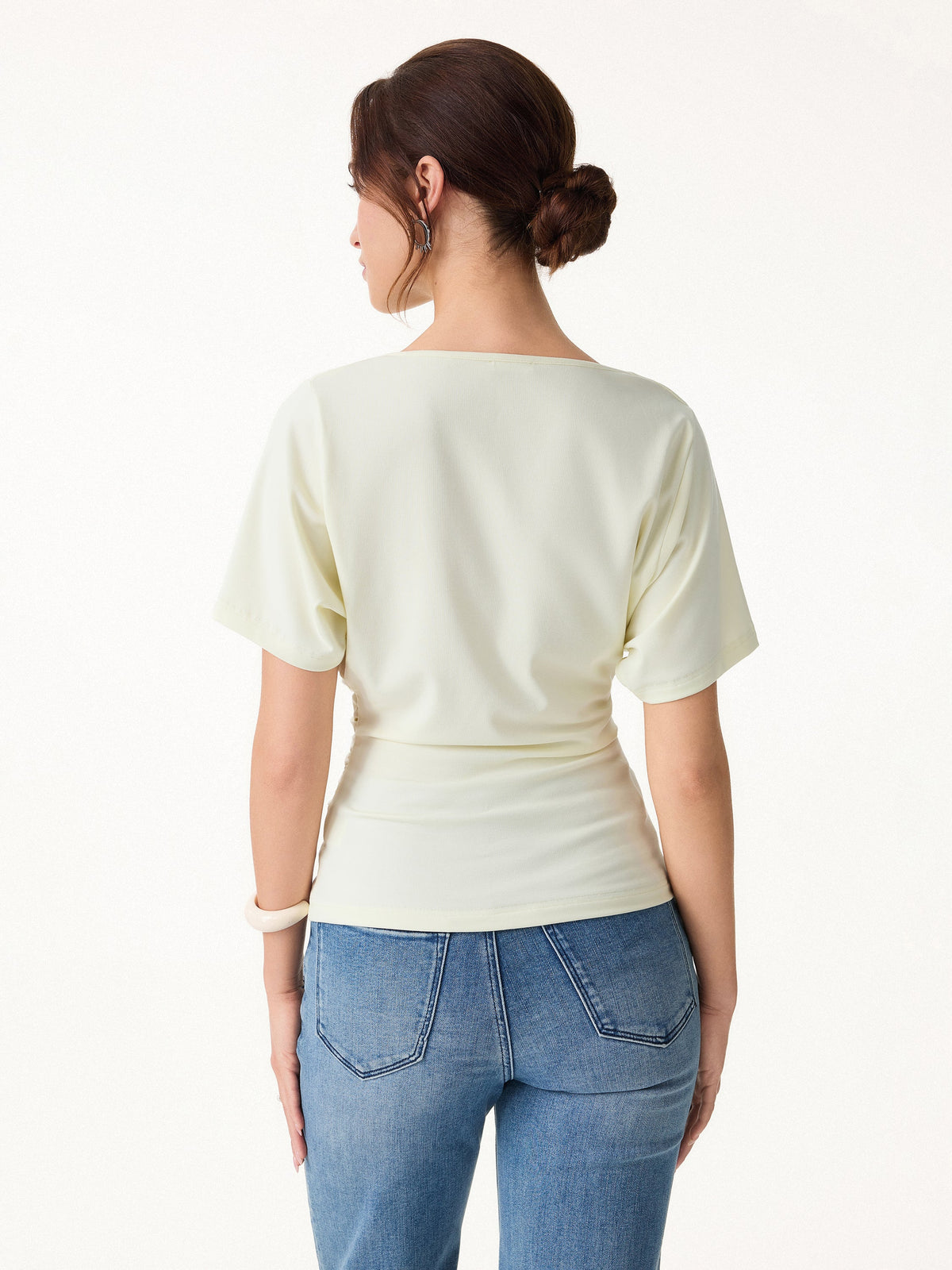 OGLmove Women's Asymmetrical Cowl Neck Ruched Top