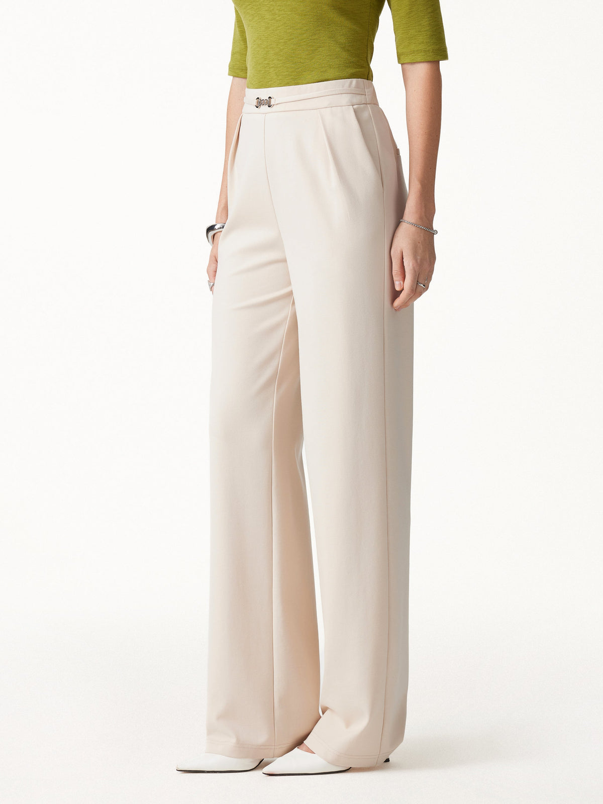 OGLmove Women's Ponte High-Rise Wide-Leg Pants with Pockets