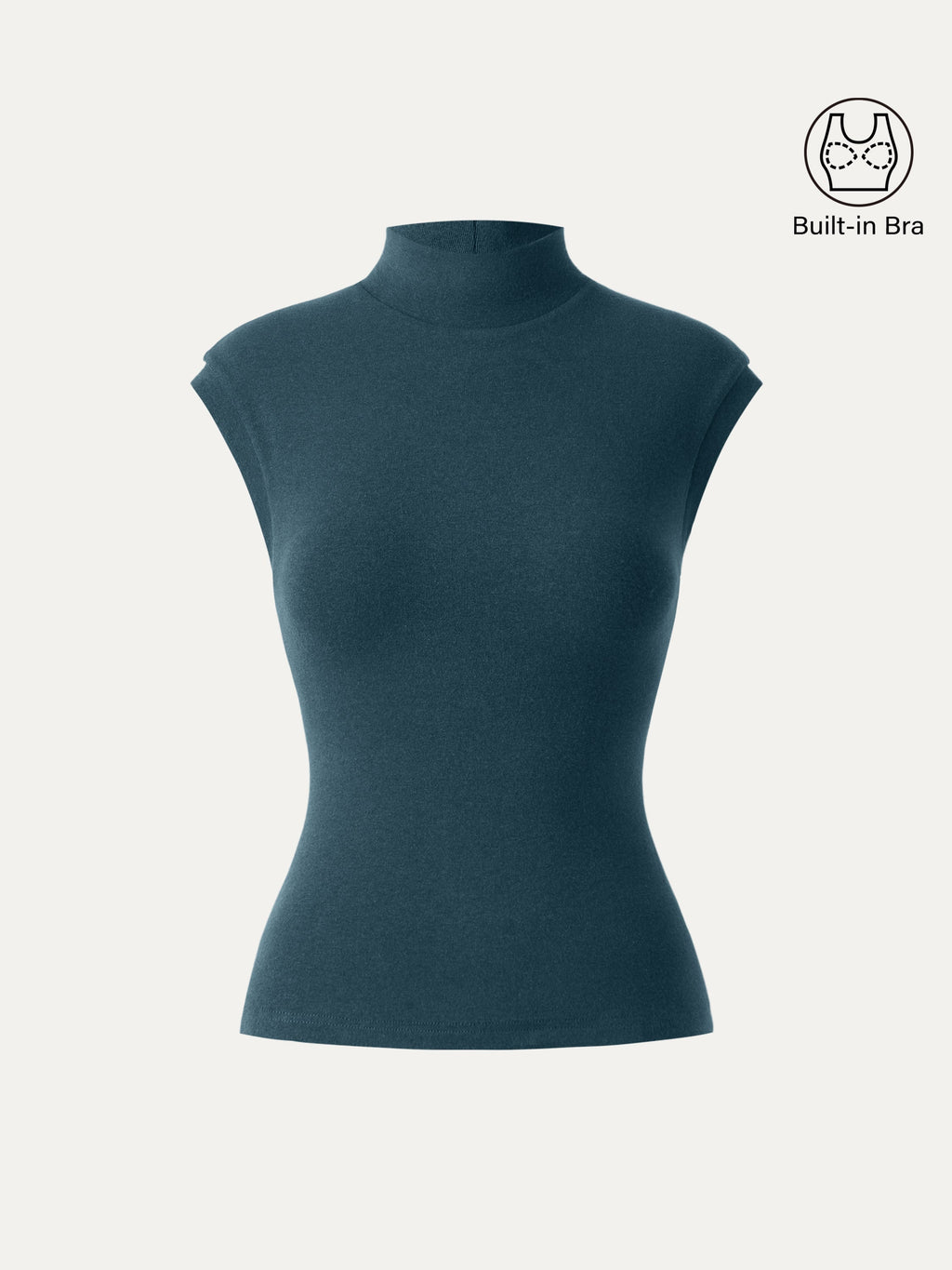 OGLmove Women's Stretch Cotton Mock Neck Cap Sleeve Brami Top