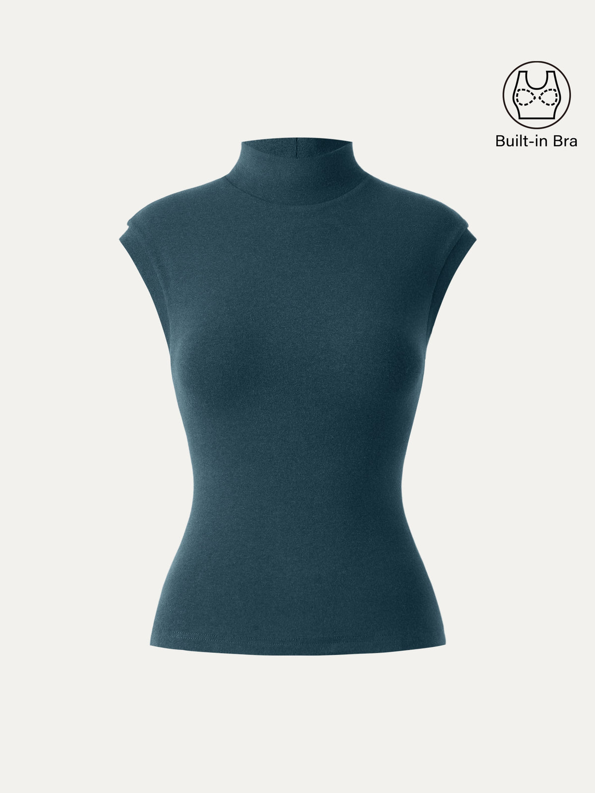 OGLmove Women's Stretch Cotton Mock Neck Cap Sleeve Brami Top