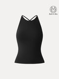 OGLmove Women's Round Neck Cross-Back Bandless Bra Top