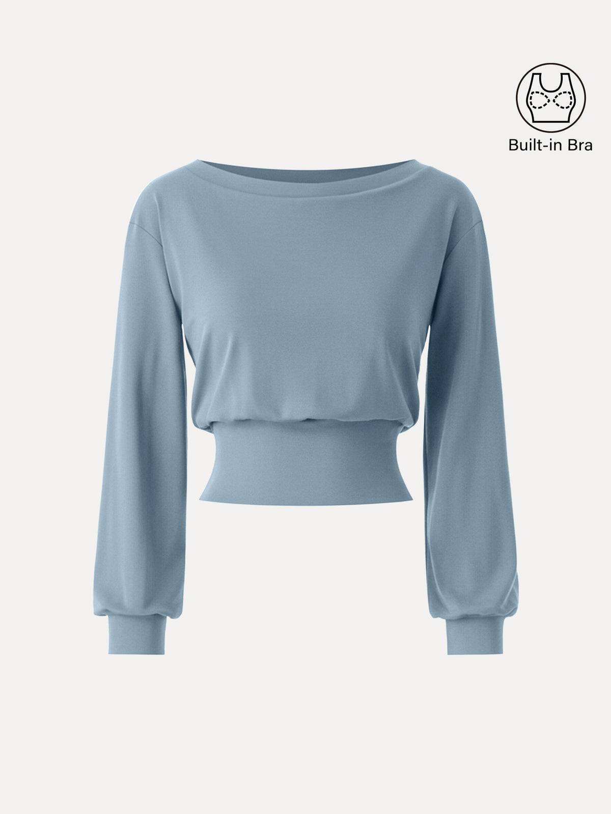 OGLmove Women's Lyocell-Wool Blend Boatneck Long Sleeve Bra Top
