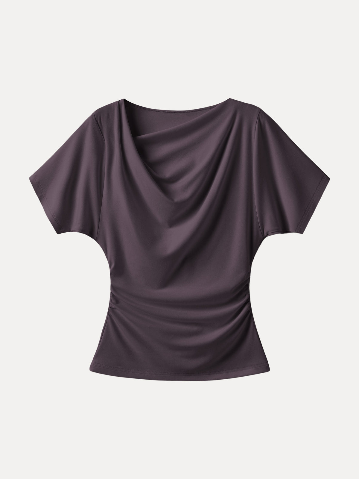 OGLmove Women's Asymmetrical Cowl Neck Ruched Top