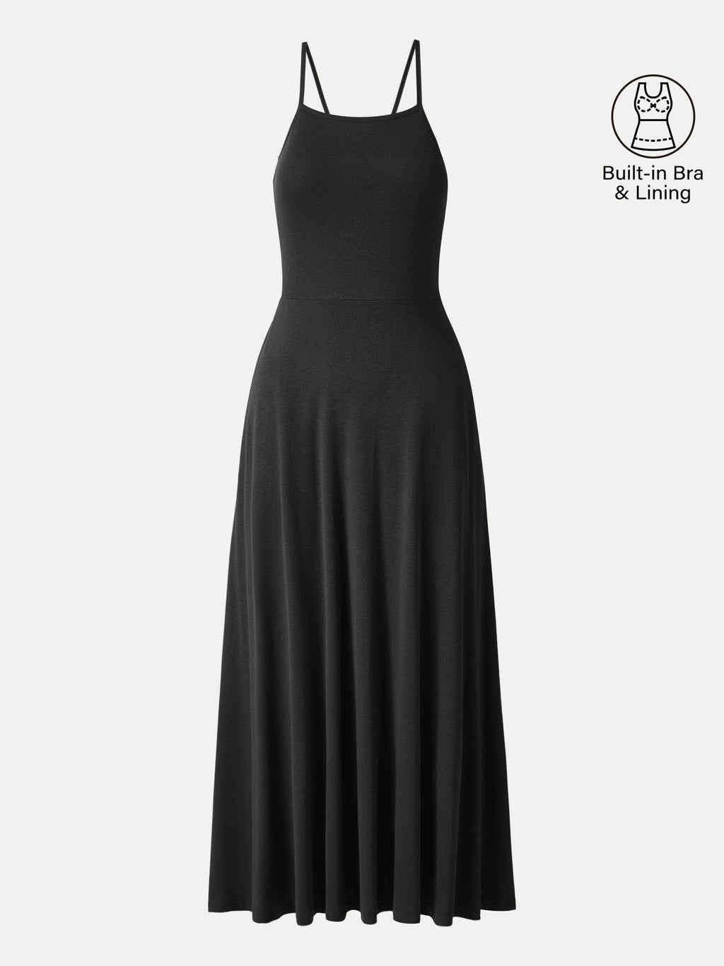 OGLmove Women's Soft Spaghetti Midi Bra Dress