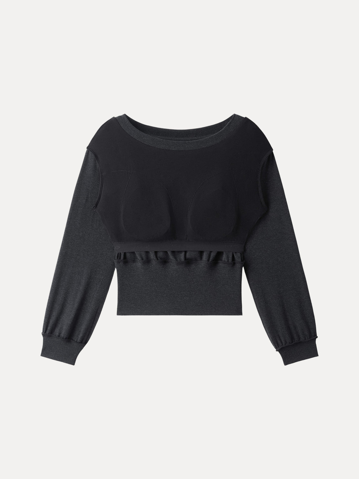 OGLmove Women's Lyocell-Wool Blend Boatneck Long Sleeve Bra Top