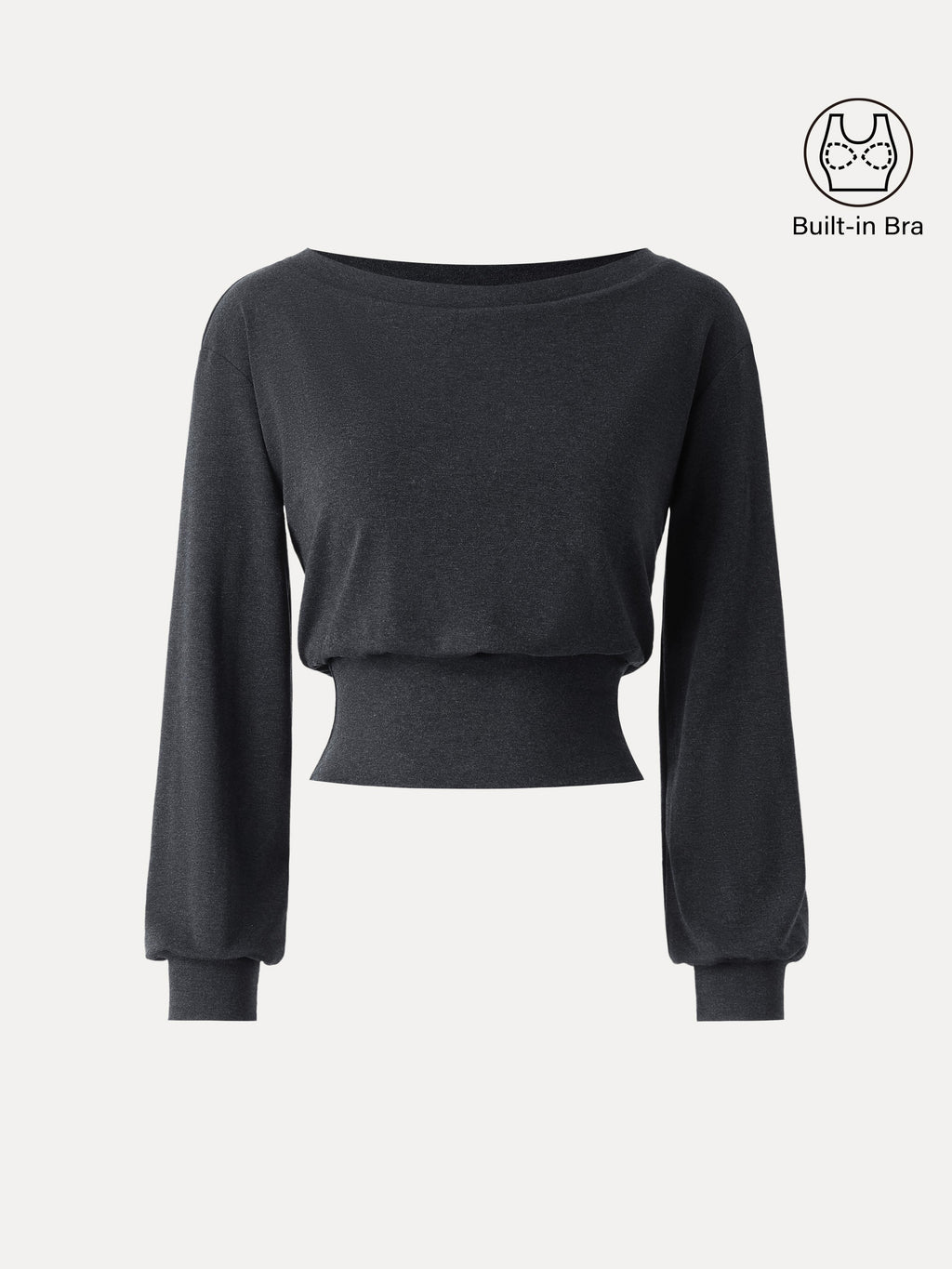 OGLmove Women's Lyocell-Wool Blend Boatneck Long Sleeve Bra Top