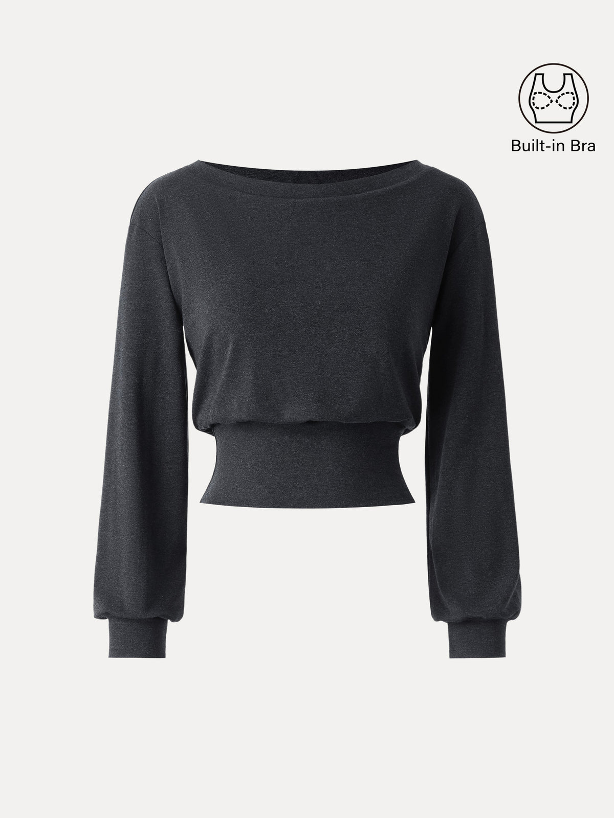 OGLmove Women's Lyocell-Wool Blend Boatneck Long Sleeve Bra Top