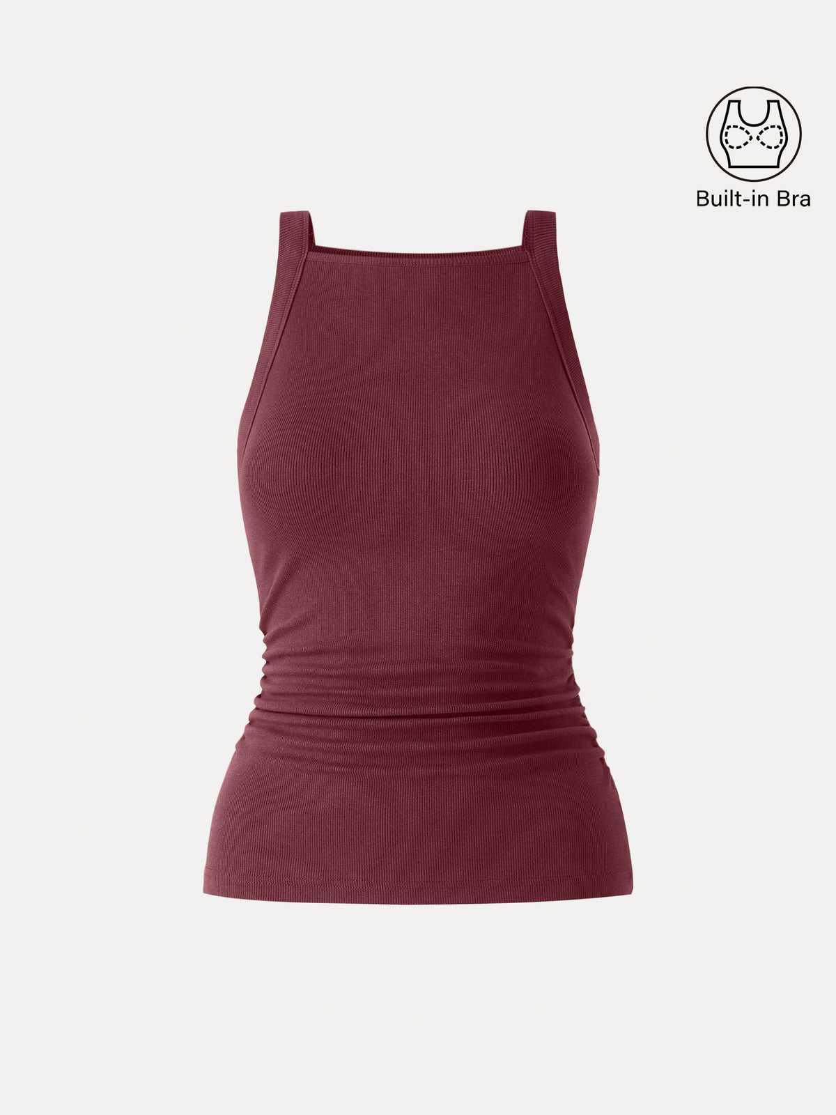 OGLmove Women's Square Neck Ruched Rib Bra Tank