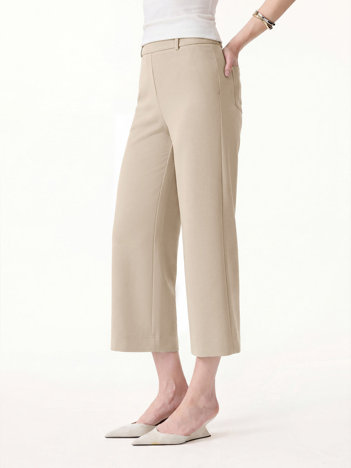 OGLmove Mid Rise Cropped Wide Leg Pants with Pockets