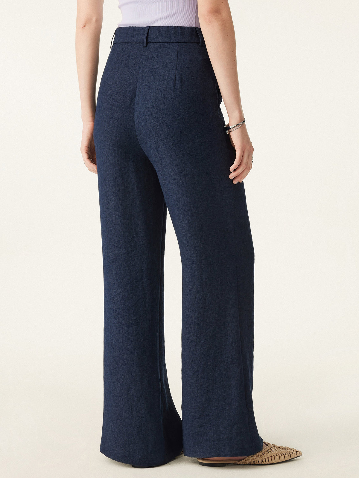 OGLmove Collared V-Neck Sleeveless Top and Mid Rise Flared Pant Set