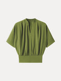OGLmove Women's Stand Collar V-Neck Short Sleeve Top