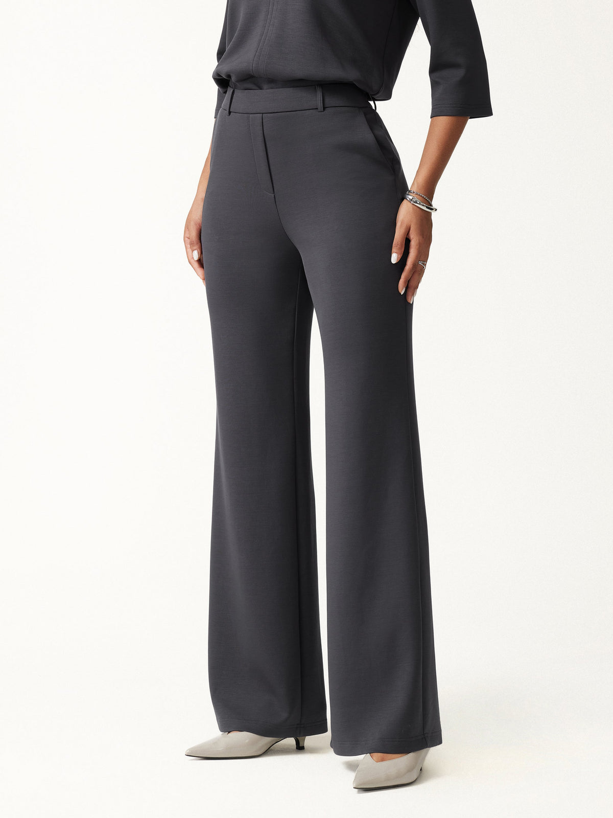 OGLmove Women's TravelEase Lyocell Spacer High-Rise Wide Leg Pants with Pockets