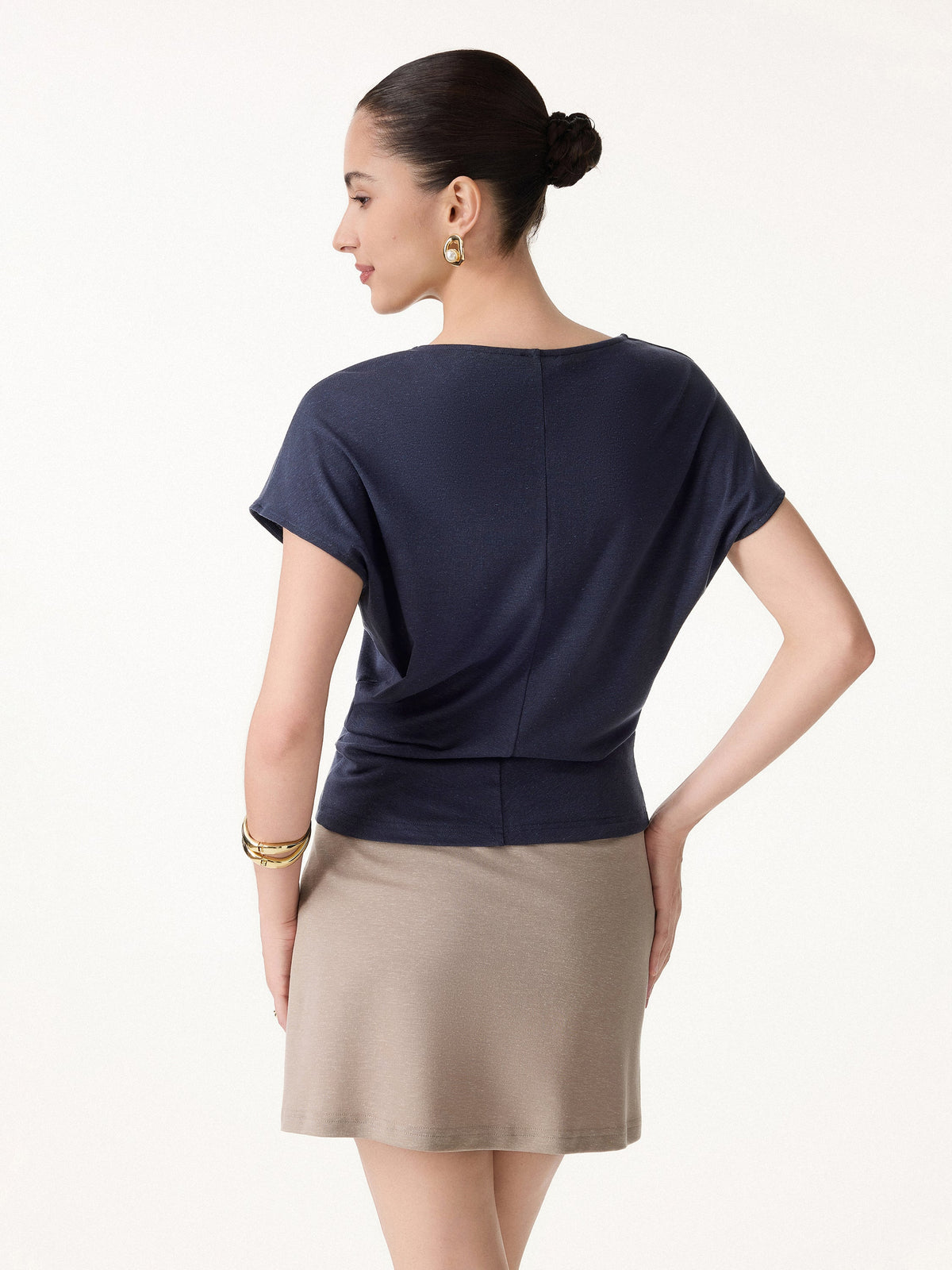 OGLmove Women's Round Neck Top & A-Line Maxi Skirt Set
