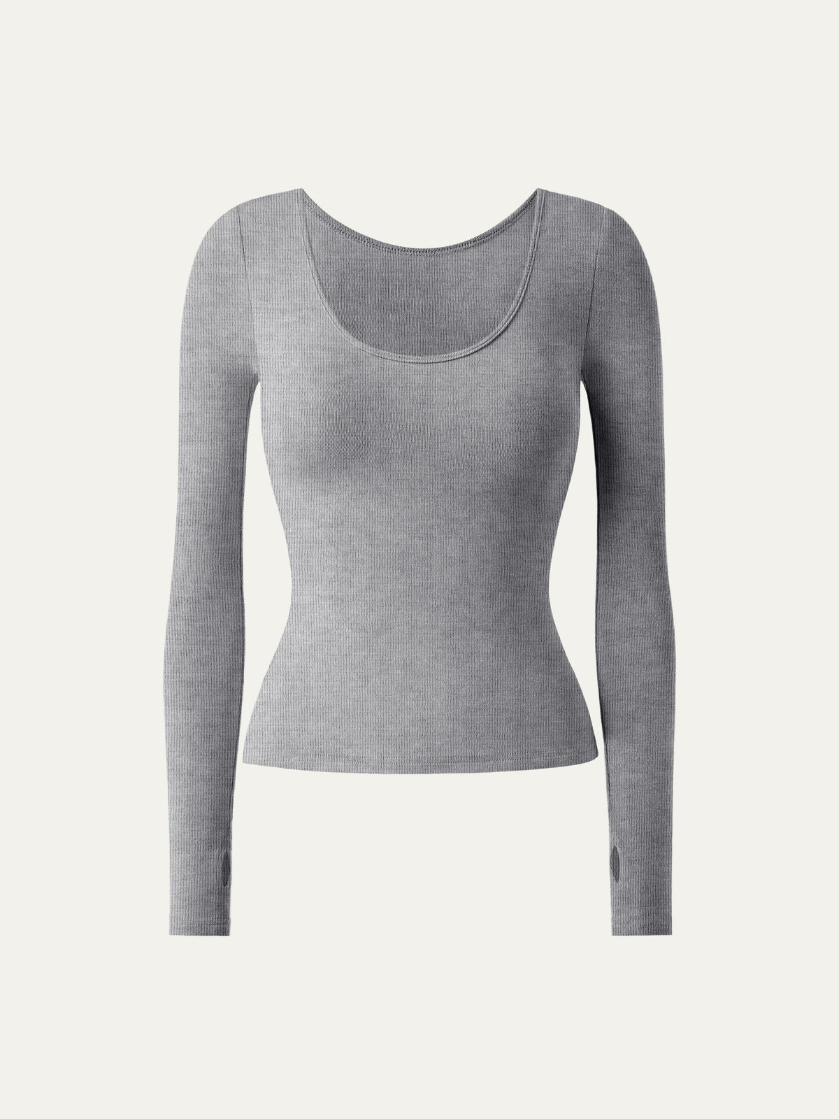 OGLmove Women's Lyocell-Wool Round Neck Long Sleeve Reversible Top