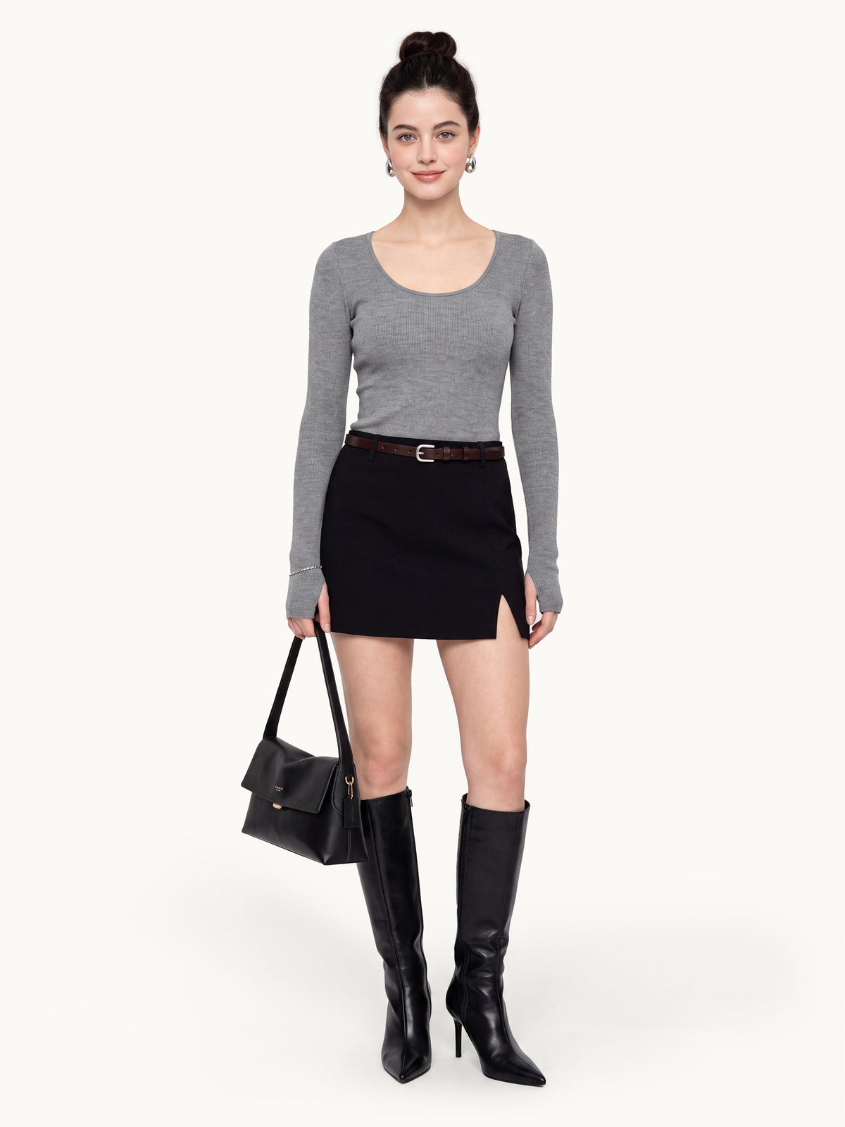 OGLmove Women's Round Neck Long Sleeve Lyocell-Wool Top