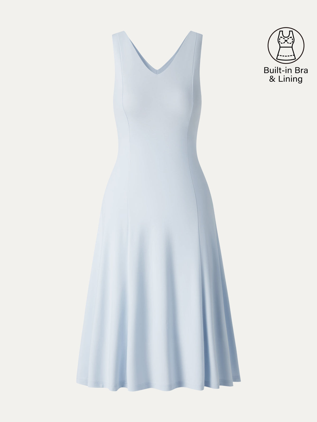 OGLmove Women's Stretch Ponte V-Neck A-Line Midi Bra Dress