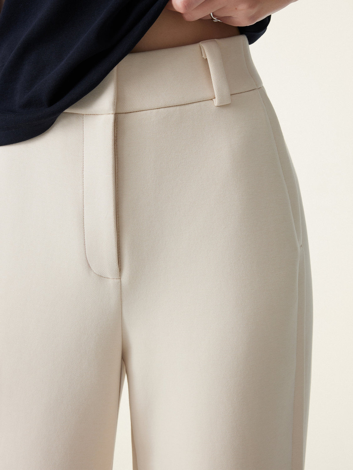 OGLmove Women's Stretchy Mid Rise Fly-Front Wide Leg Trouser
