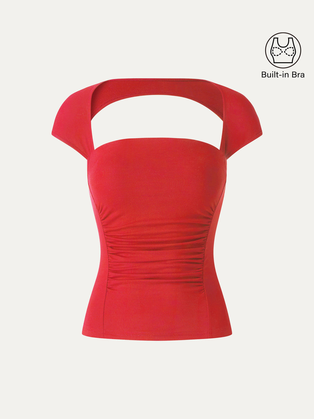 OGLmove Women's Square Neck Cutout Back Ruched Bra Top