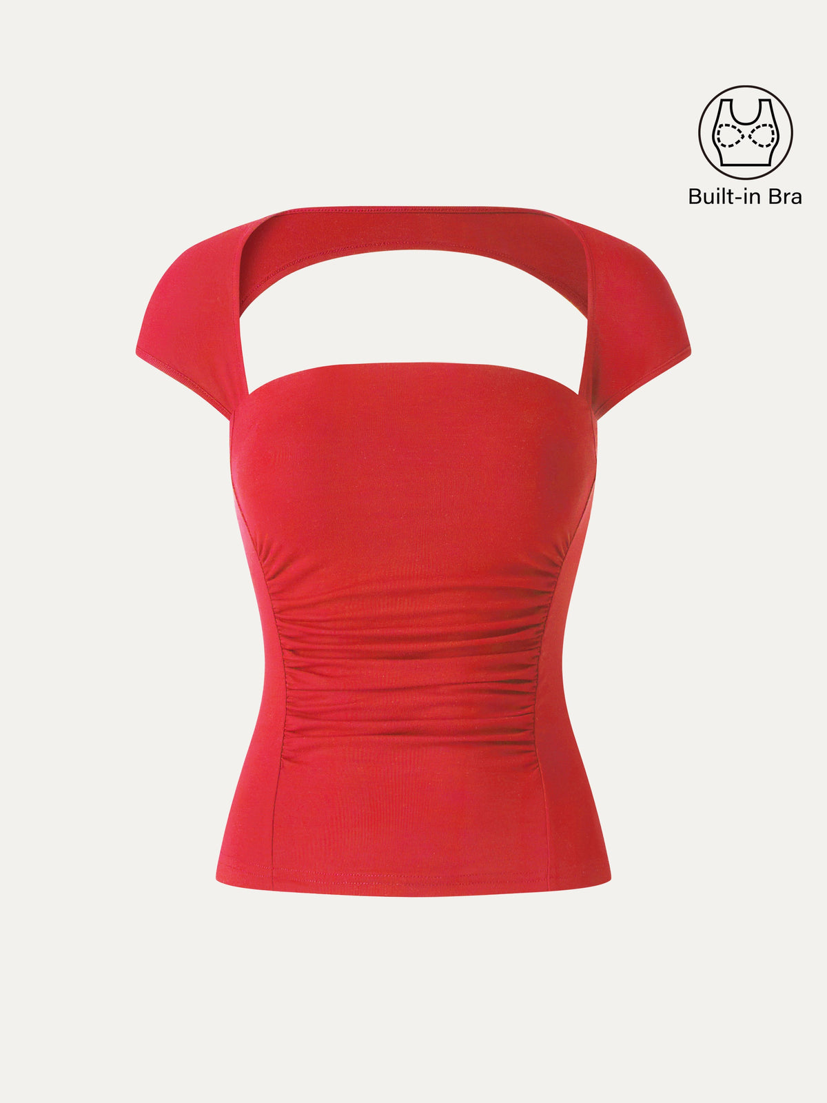 OGLmove Women's Square Neck Cutout Back Ruched Bra Top