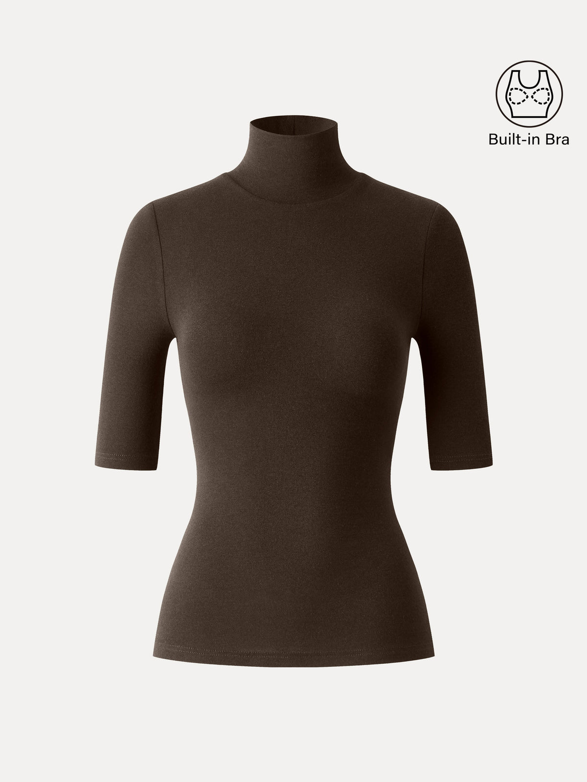 OGLmove Women's Essential Turtleneck Elbow Sleeve Bra Top