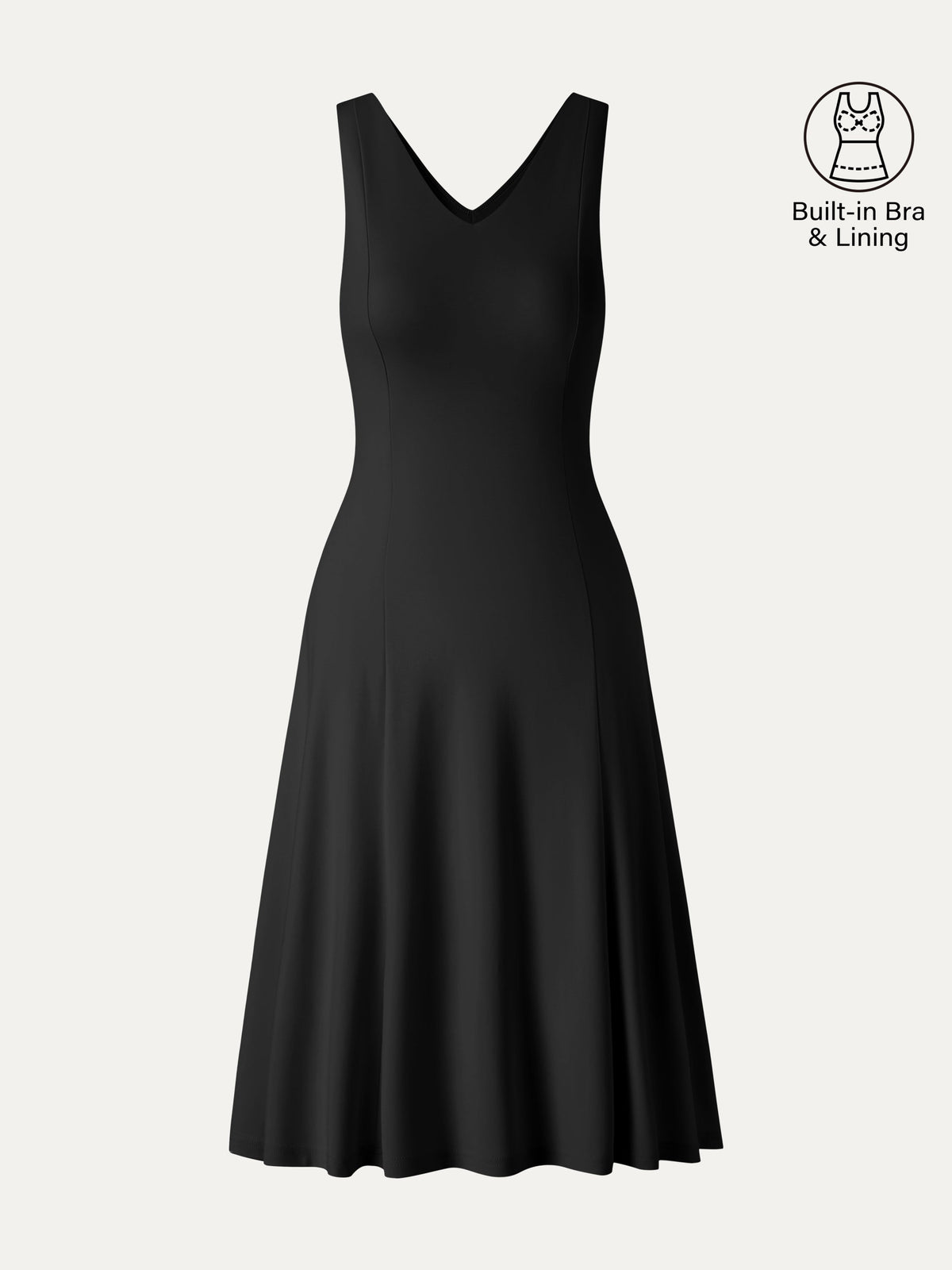 OGLmove Women's Stretch Ponte V-Neck A-Line Midi Bra Dress